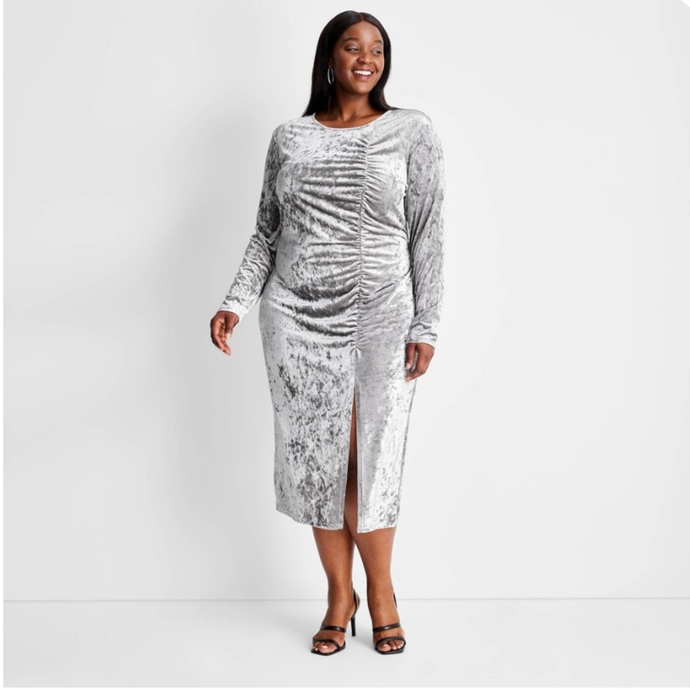 Elegant Gray Velvet Dress